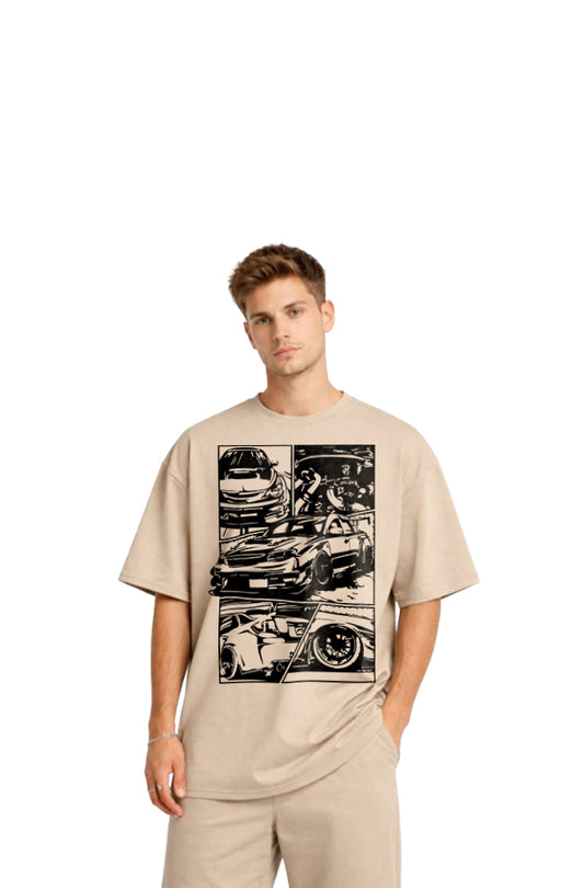GenZee Car Graphic Oversized Tshirt