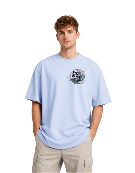 Flamingo Sky cross design printed on front and back oversized Tshirt