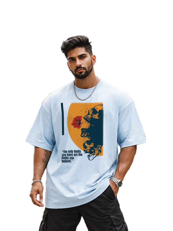 Skull bloom Ice Blue Tee