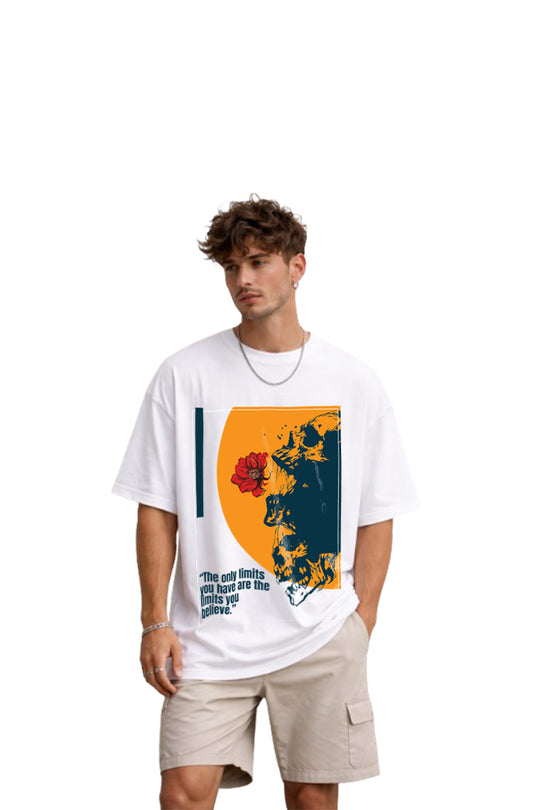 Skull Bloom White Oversized T-Shirt